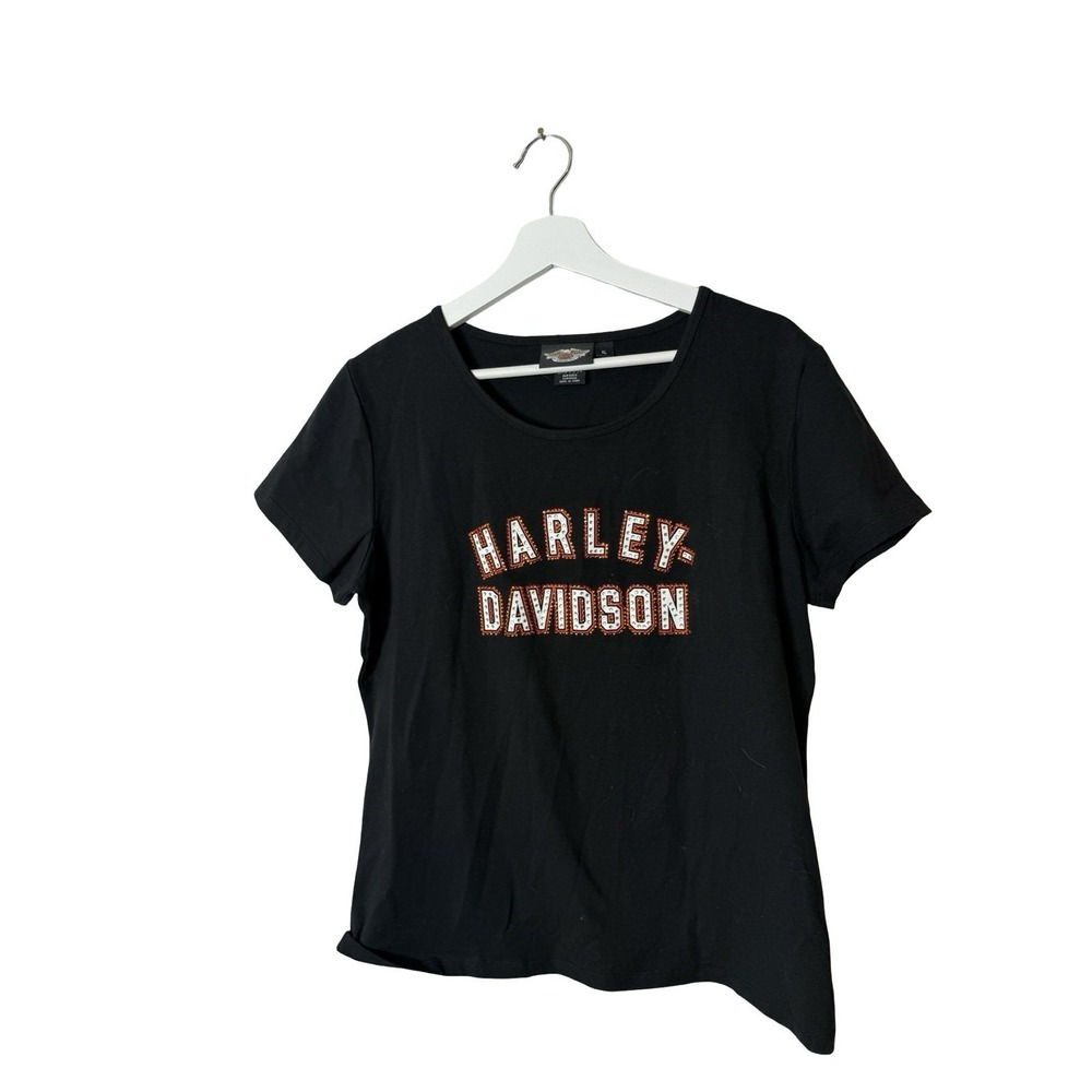 harley davison womens size XL rhinestone bling‎ short sleeve kit shirt
